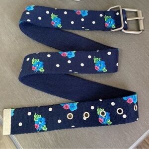 Y2K Aeropostale Tropical Hibiscus Floral Polka Dot Canvas Belt